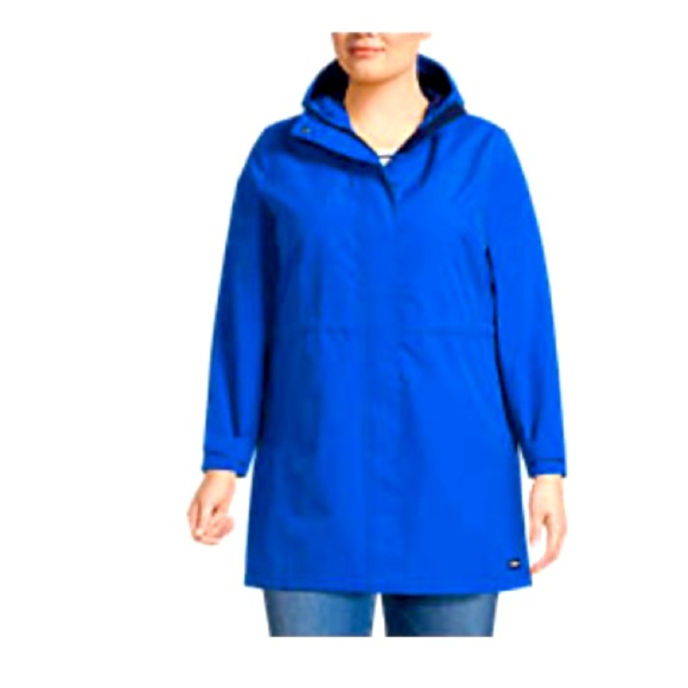 Lands End Women's Plus Size Squall Hooded Waterproof Raincoat Royal Cobalt